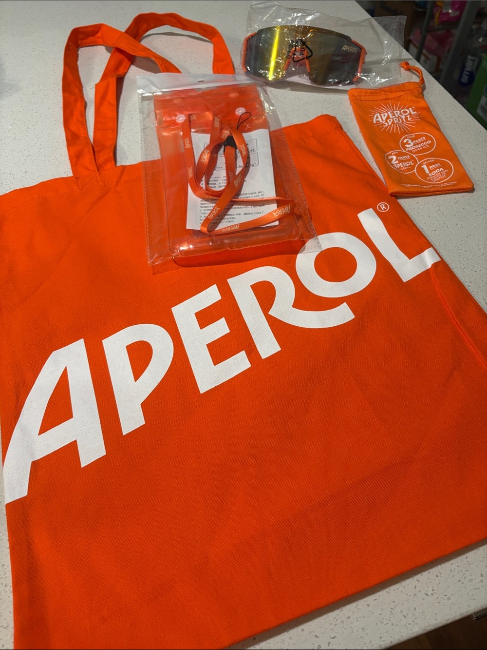 Aperol Beach Day Bundle Orange Tote & Accessories Bundle - Bright Orange
